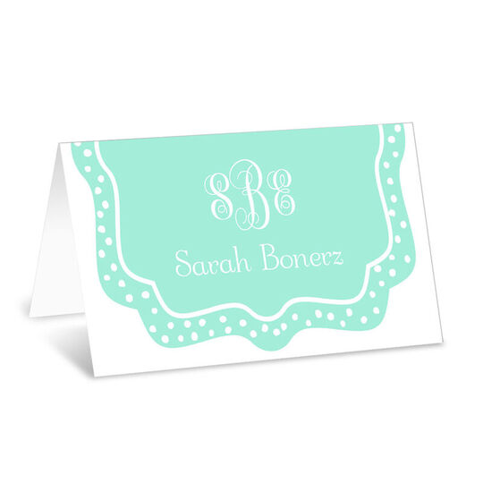 Mint Dotted Border Folded Enclosure Cards